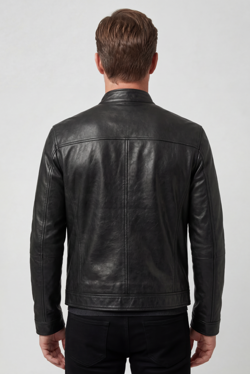 Men’s Jacket | Leather Look with Multiple Zip Pockets