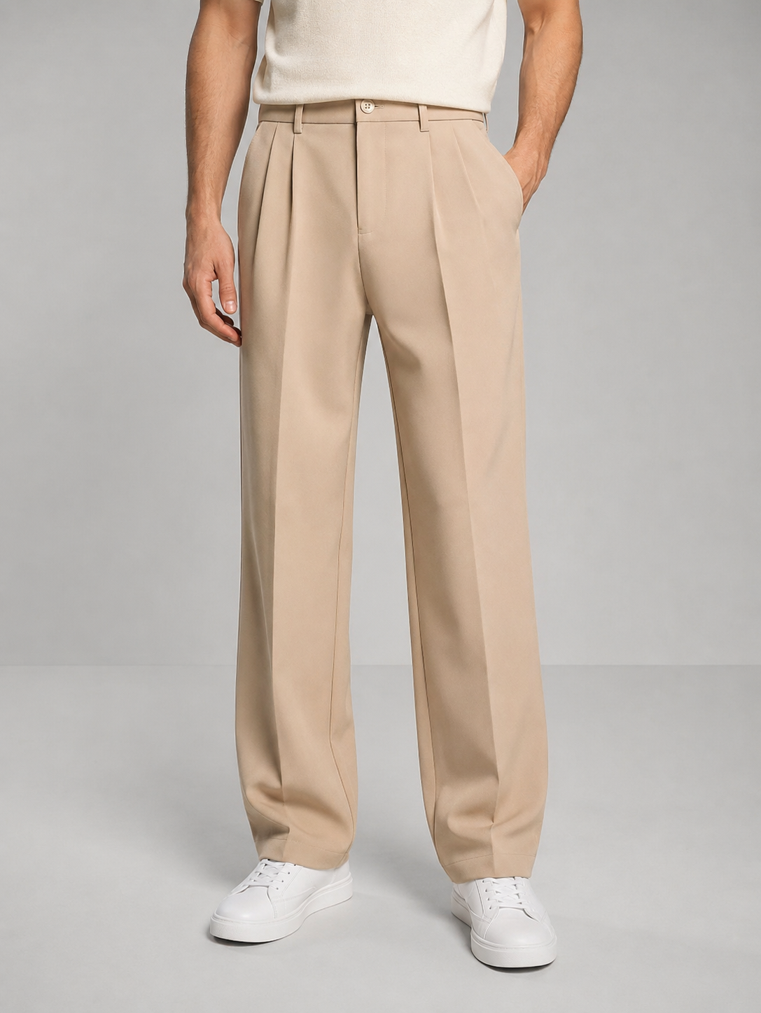 Men's Straight Leg Trousers – Tailored Pleated Design