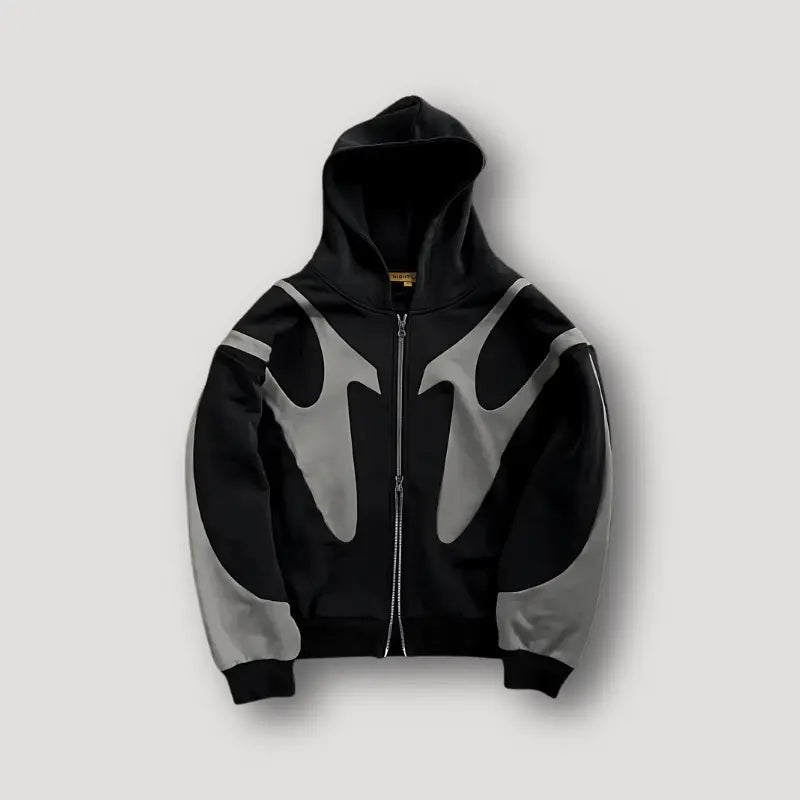 Men's Graphic Zip Hoodie – Contrast Streetwear Design