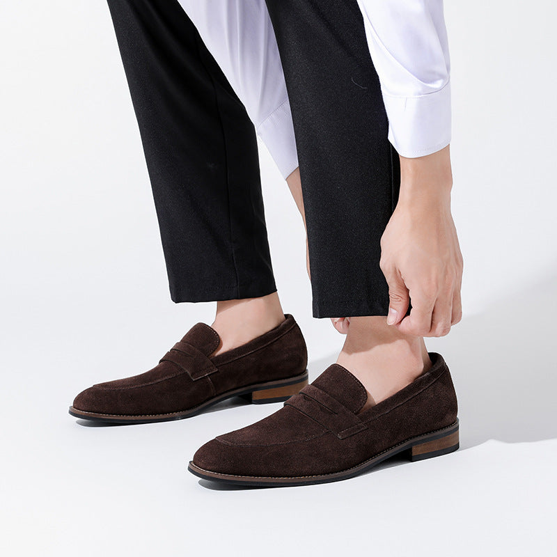 Men's Nubuck Leather Loafers – Smart Casual Slip-On Design