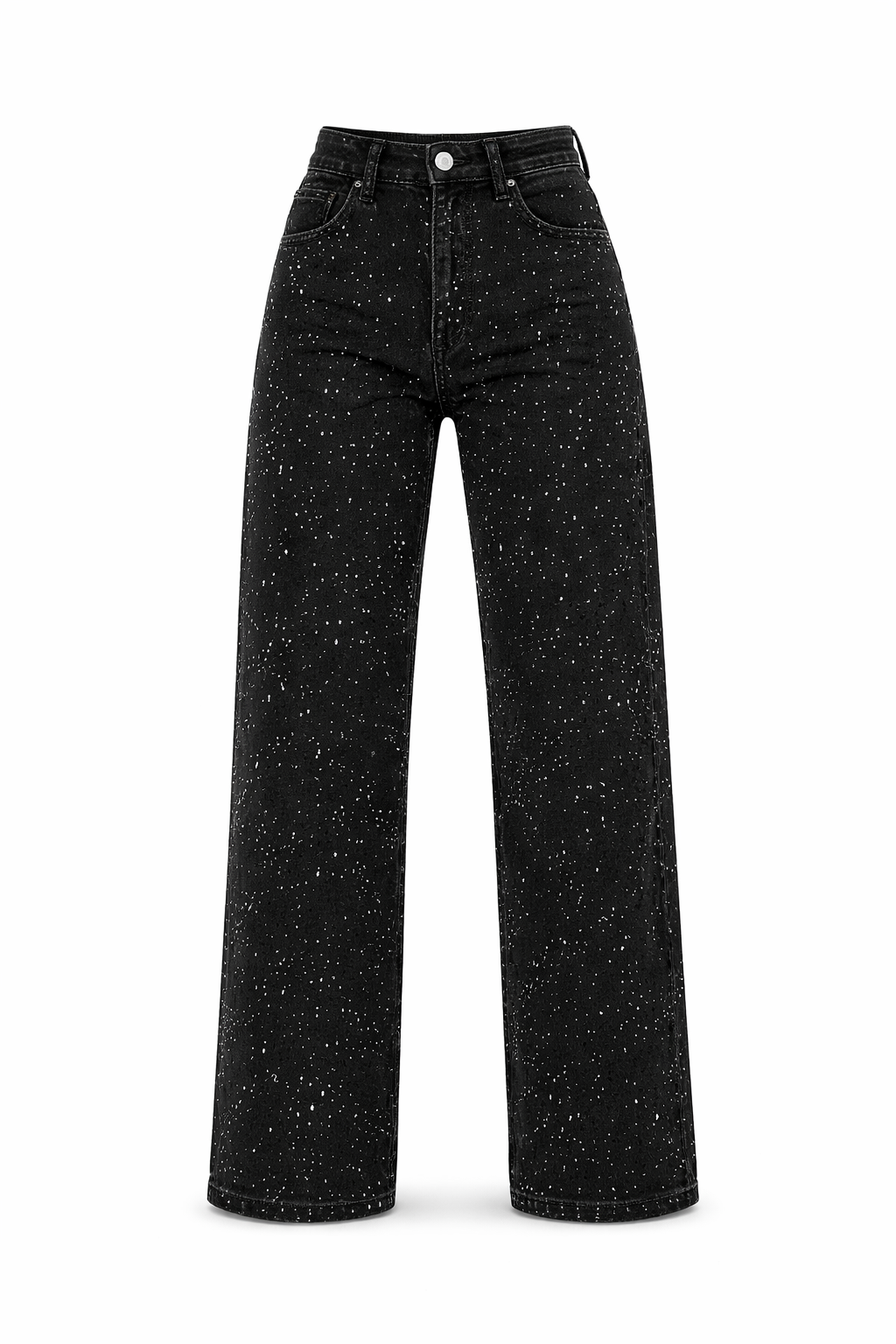 Women's High-Waisted Straight-Leg Jeans - Sparkle Detail