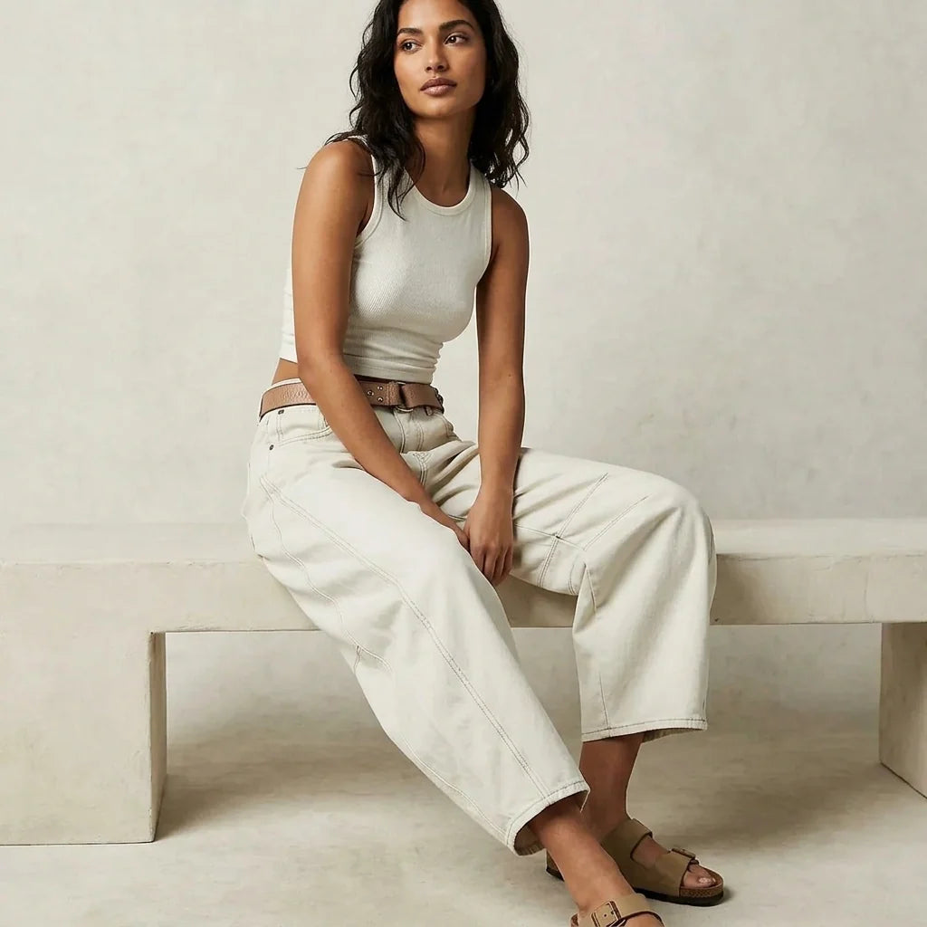 Women's High-Waisted Barrel Jeans - Relaxed Tapered Fit