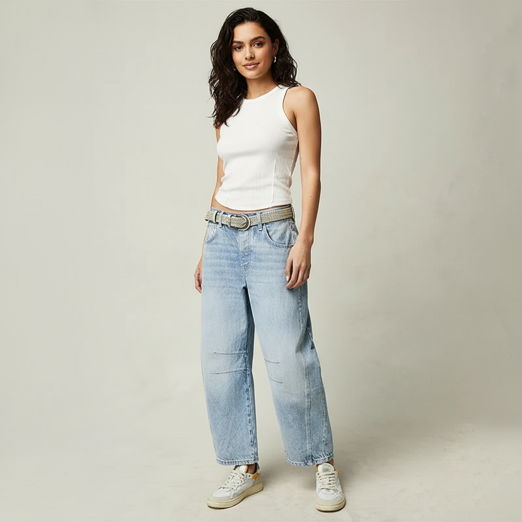 Women's High-Waisted Barrel Jeans - Relaxed Tapered Fit