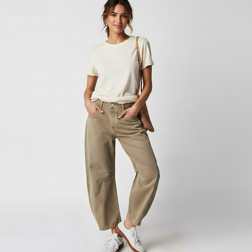 Women's High-Waisted Barrel Jeans - Relaxed Tapered Fit