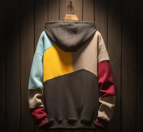 Men's Colour Block Hoodie - Casual Pullover
