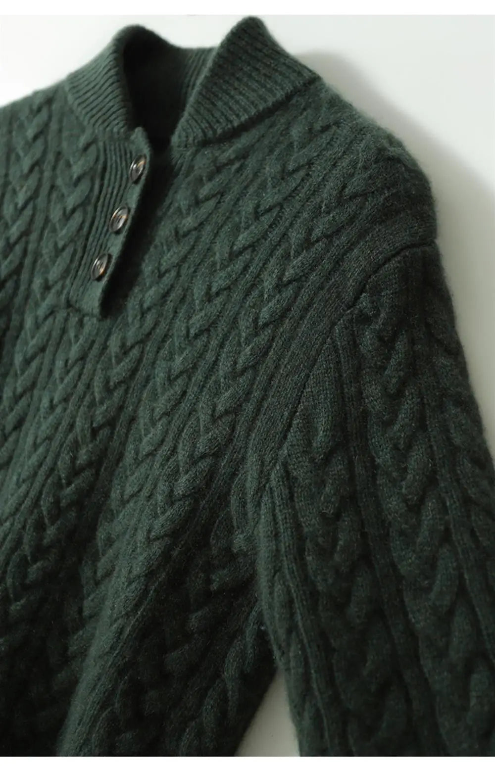 Women's Cable Knit Jumper – Button Neck Regular Fit
