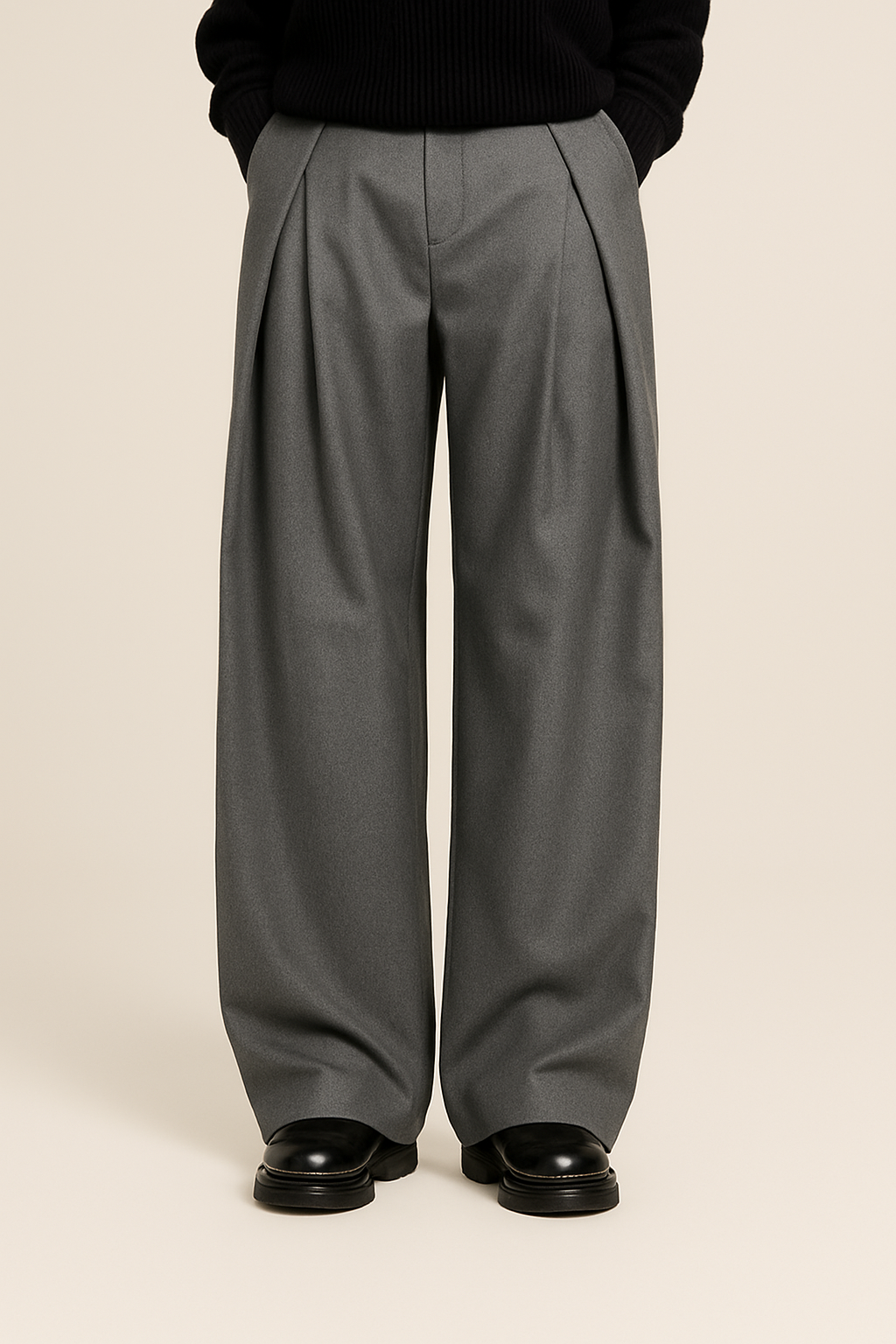 Men's Pleated Trousers – Relaxed Wide Leg Tailored Fit