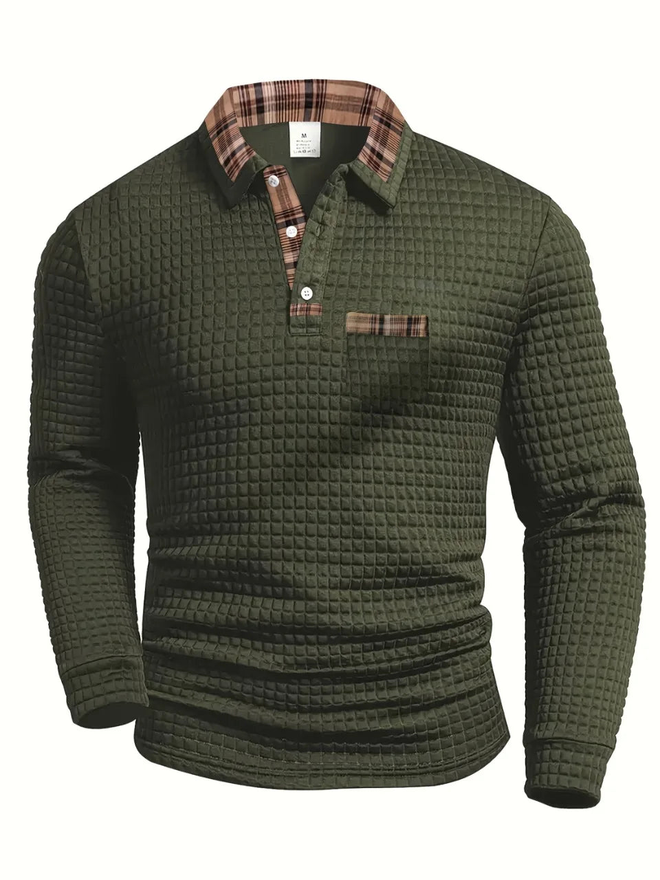 Men's Long Sleeve Polo – Textured Smart Casual Design