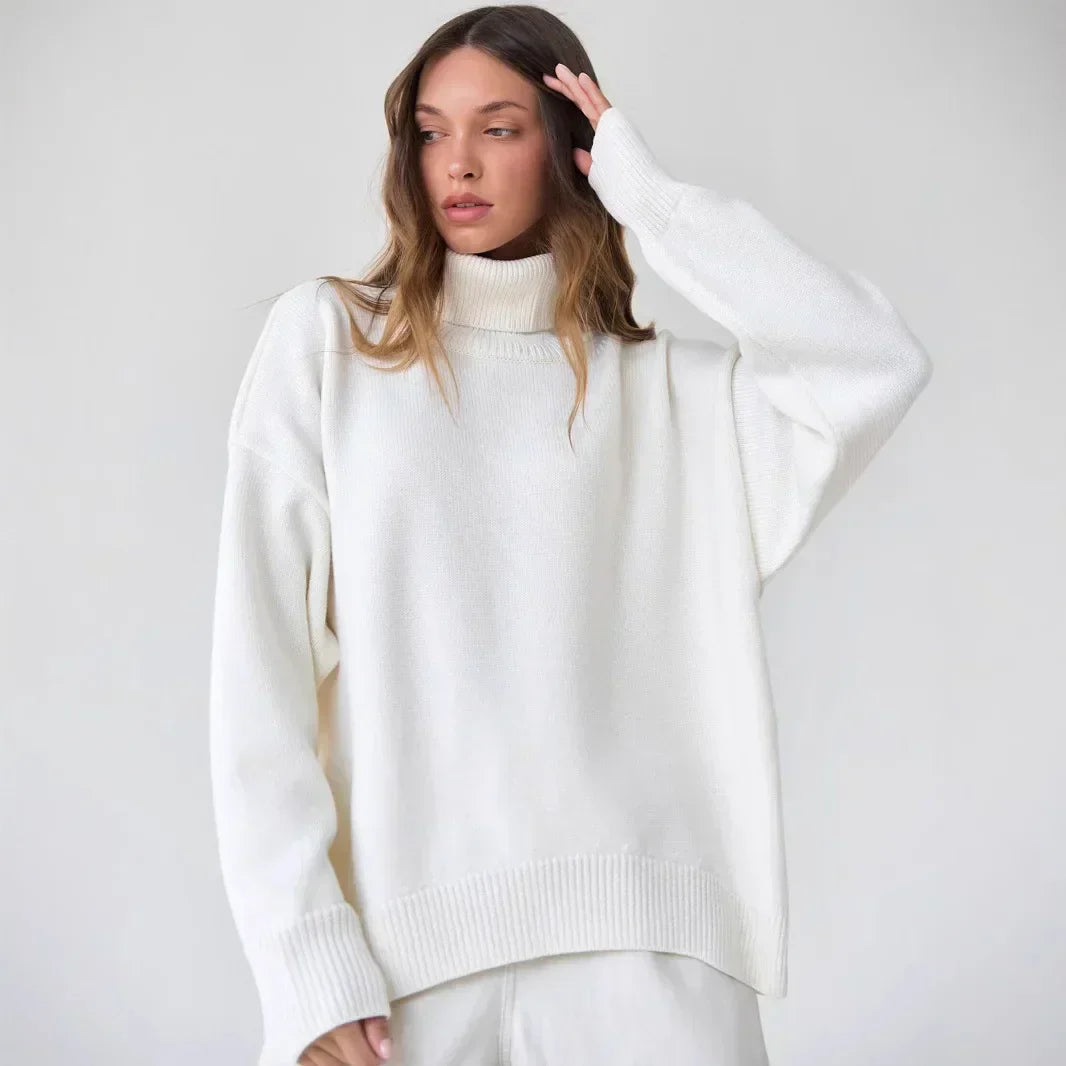 Women's Oversized Turtleneck Jumper - Soft Relaxed Fit