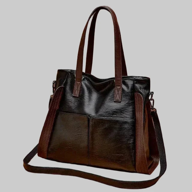 Women's Two-Tone Tote Bag – Detachable Crossbody Strap