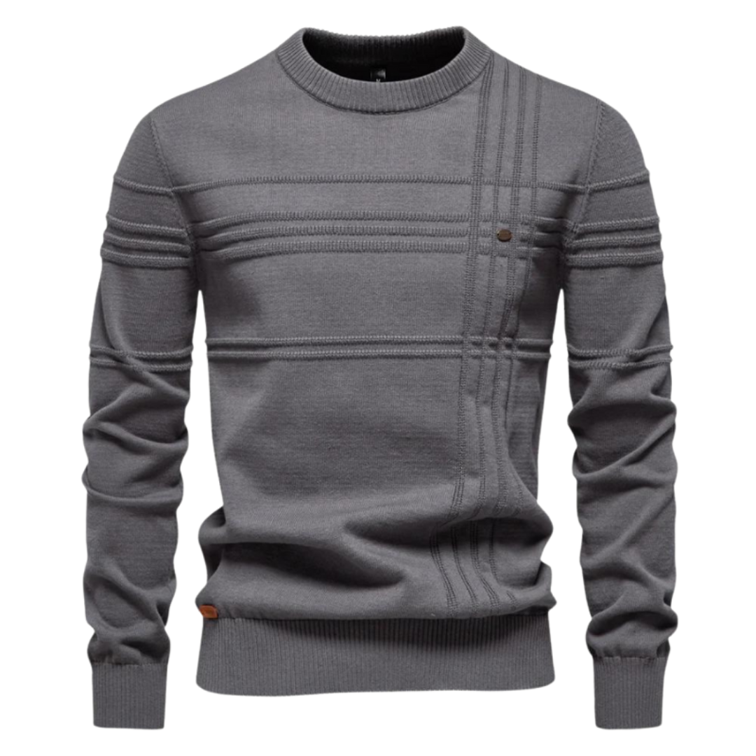 Men's Textured Knit Jumper – High Collar & Slim Fit