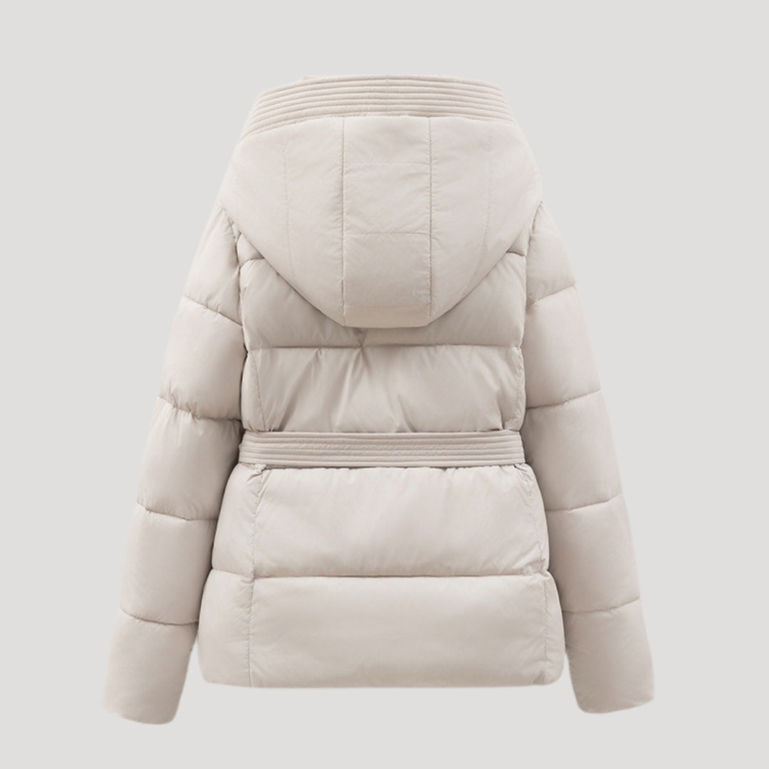 Women's Hooded Puffer Jacket – Belted Winter Coat
