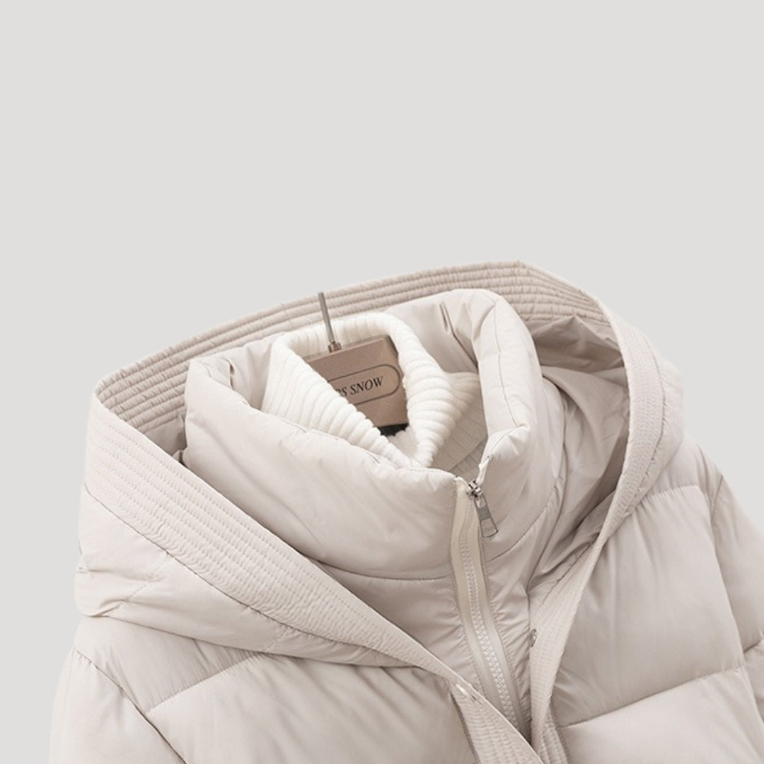 Women's Hooded Puffer Jacket – Belted Winter Coat