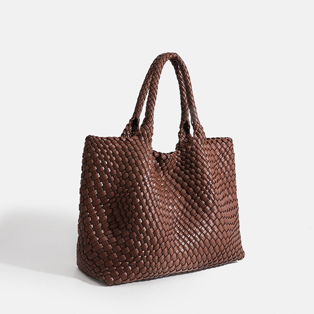 Women's Woven Tote Bag – Structured Basket Weave Handbag