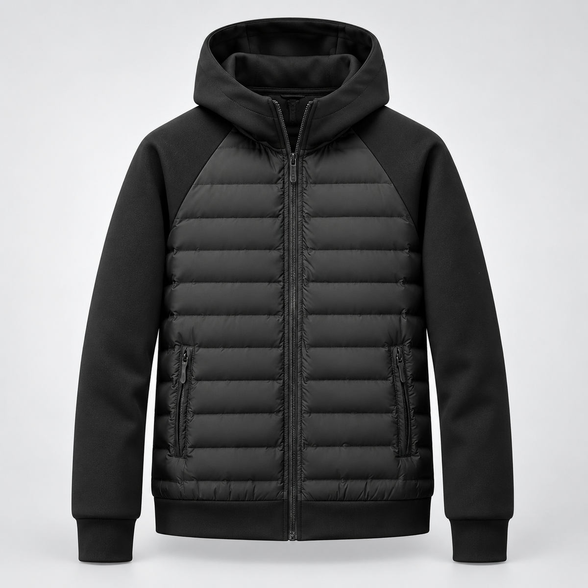 Men's Hooded Quilted Jacket – Padded Hybrid Style