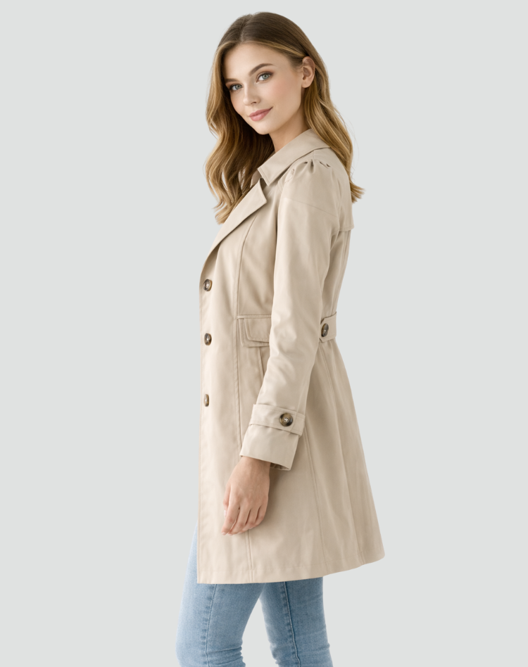 Trench Coat Ladies Slim Fit Lightweight Classic Notched Collar