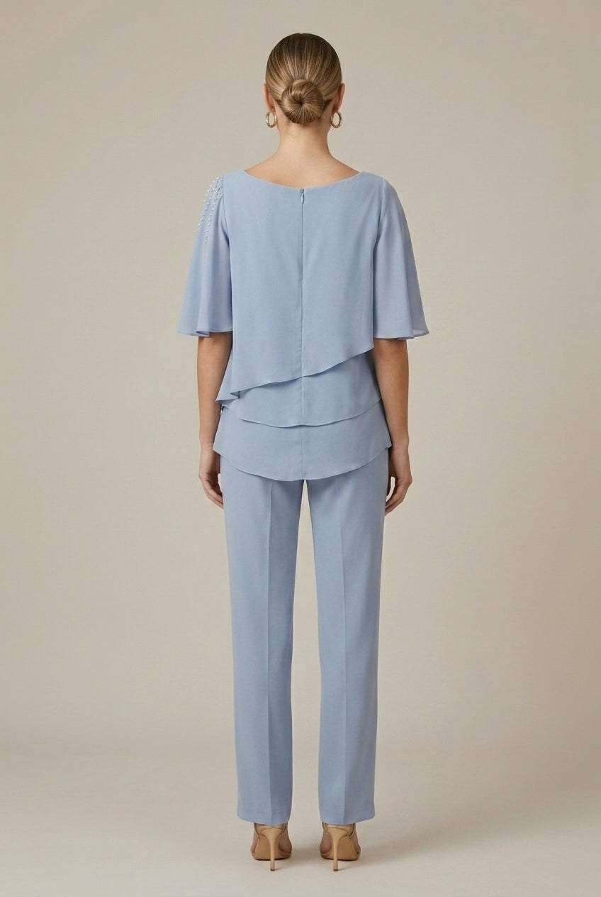 Women's Chiffon Two-Piece Set Asymmetric Overlay