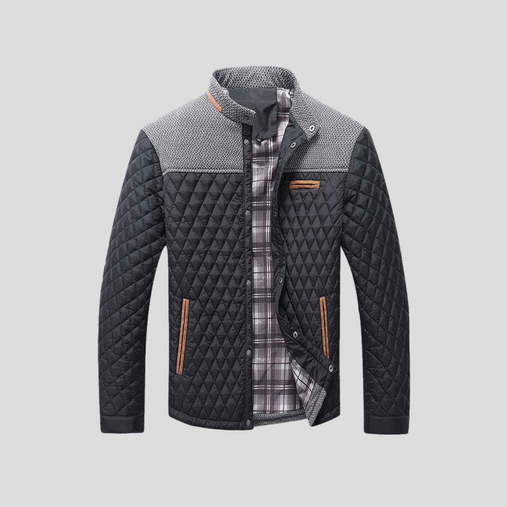 Men's Quilted Jacket – Stand Collar Smart Casual Style