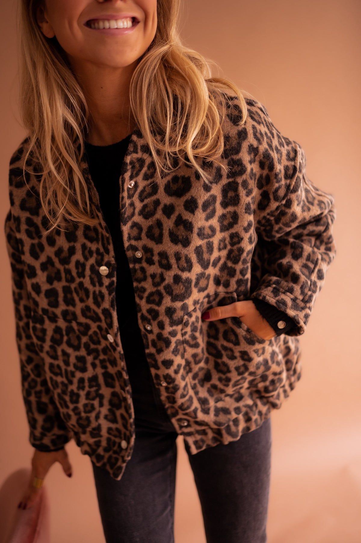 Women's Leopard Print Jacket - Relaxed Fit