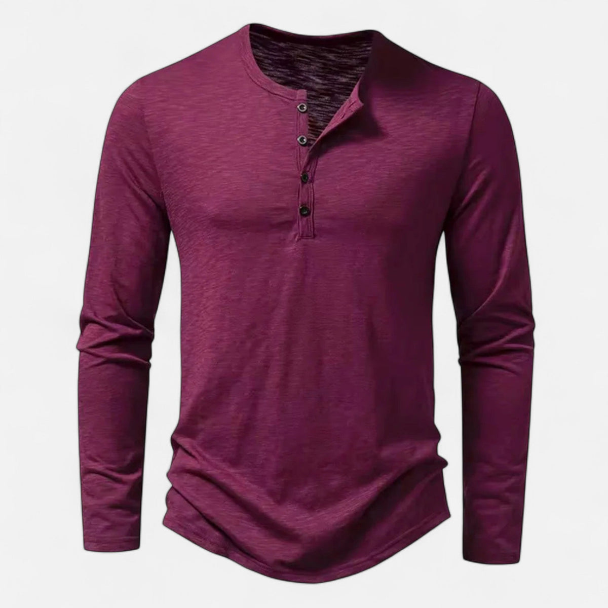 Men's Long Sleeve Cotton Henley – Slim Fit Button Neck Shirt