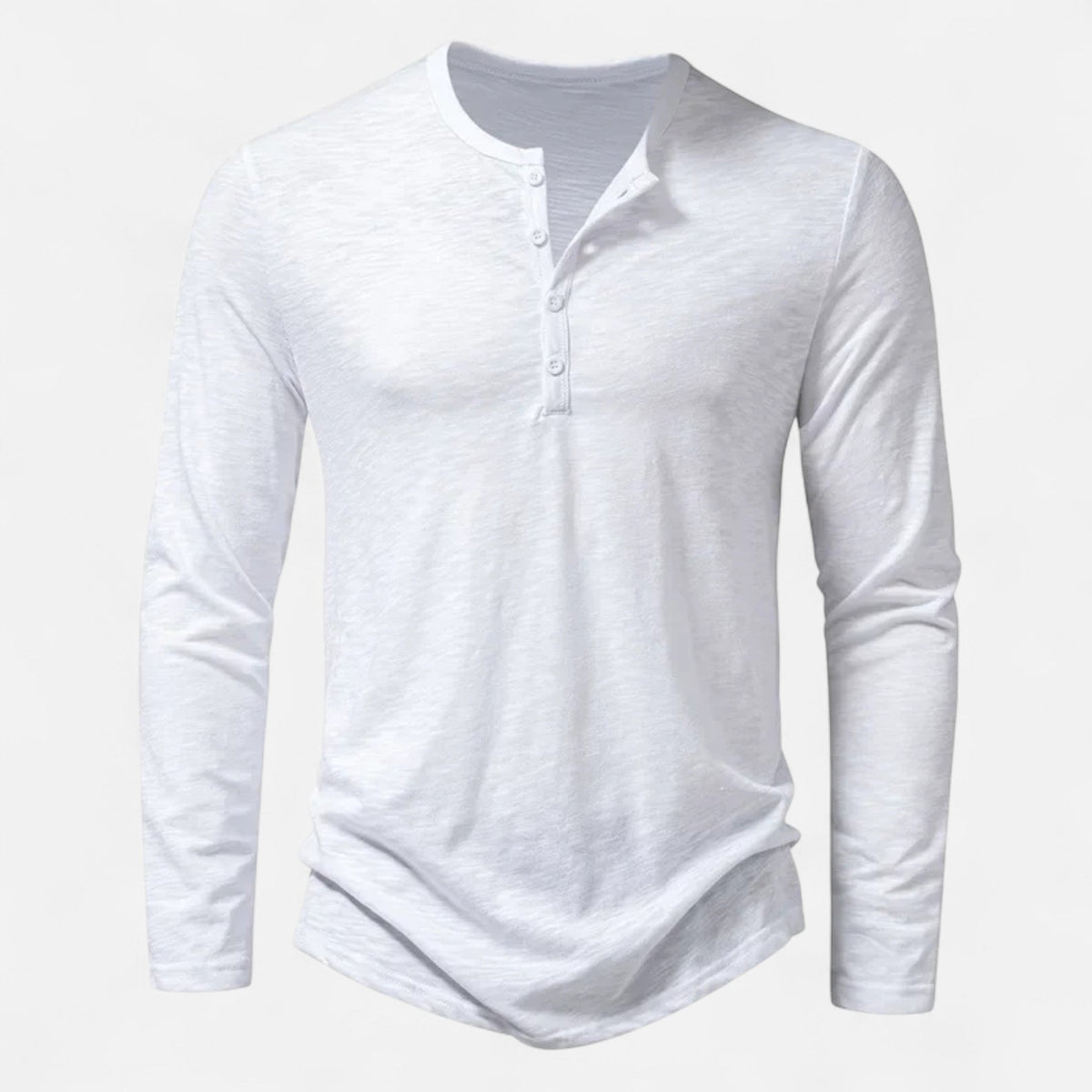 Men's Long Sleeve Cotton Henley – Slim Fit Button Neck Shirt