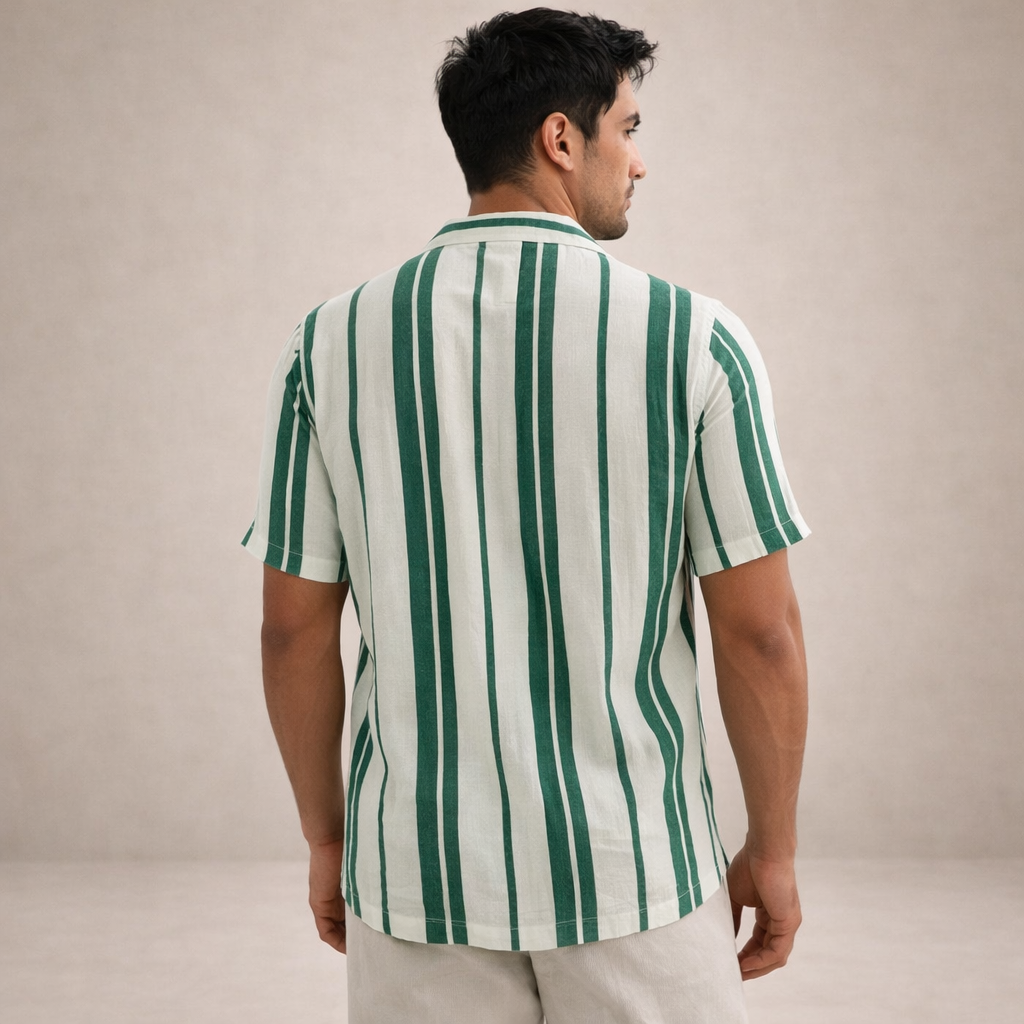 Men's Linen Striped Long Sleeve Shirt