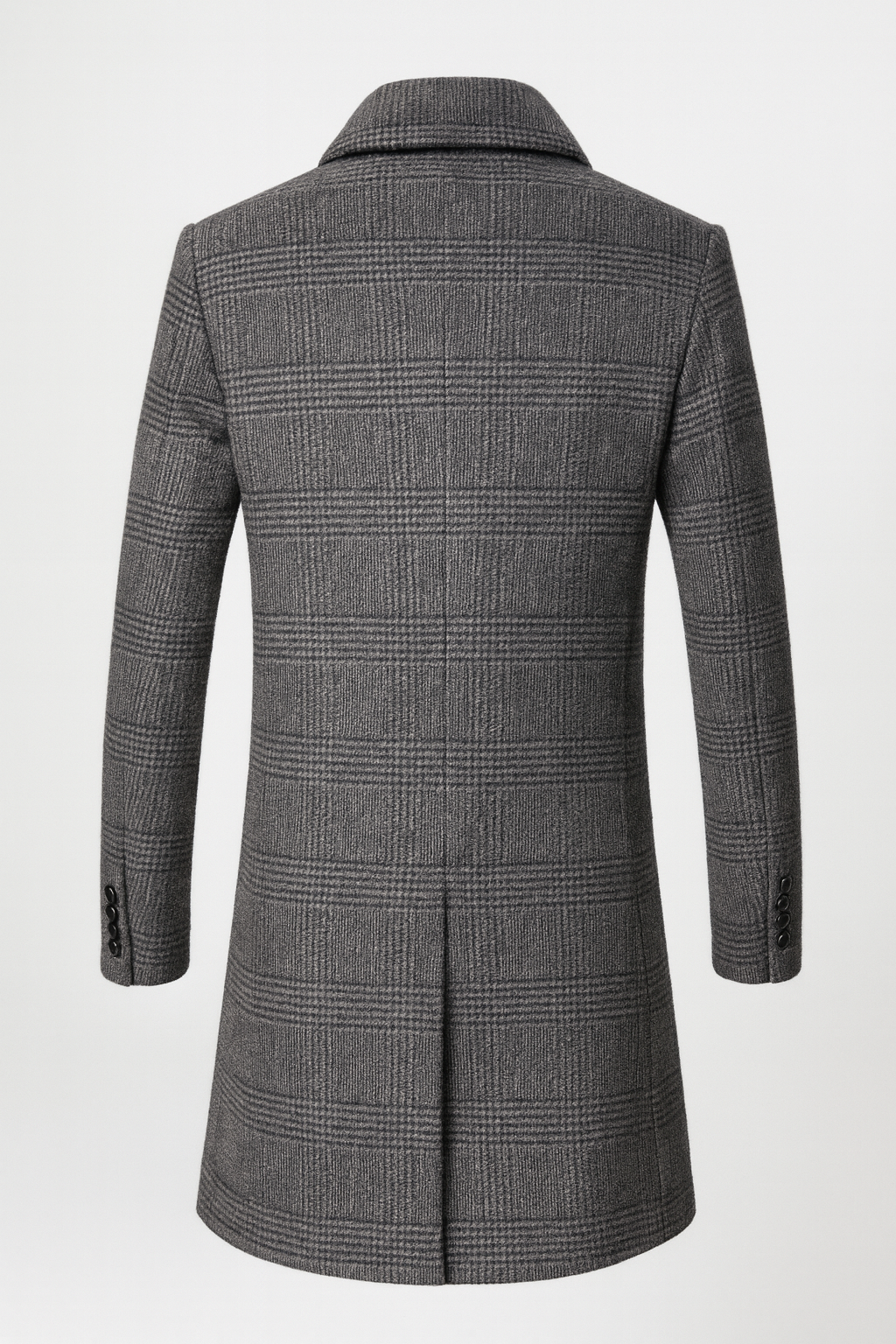 Men's Wool Blend Overcoat – Long Single-Breasted Design