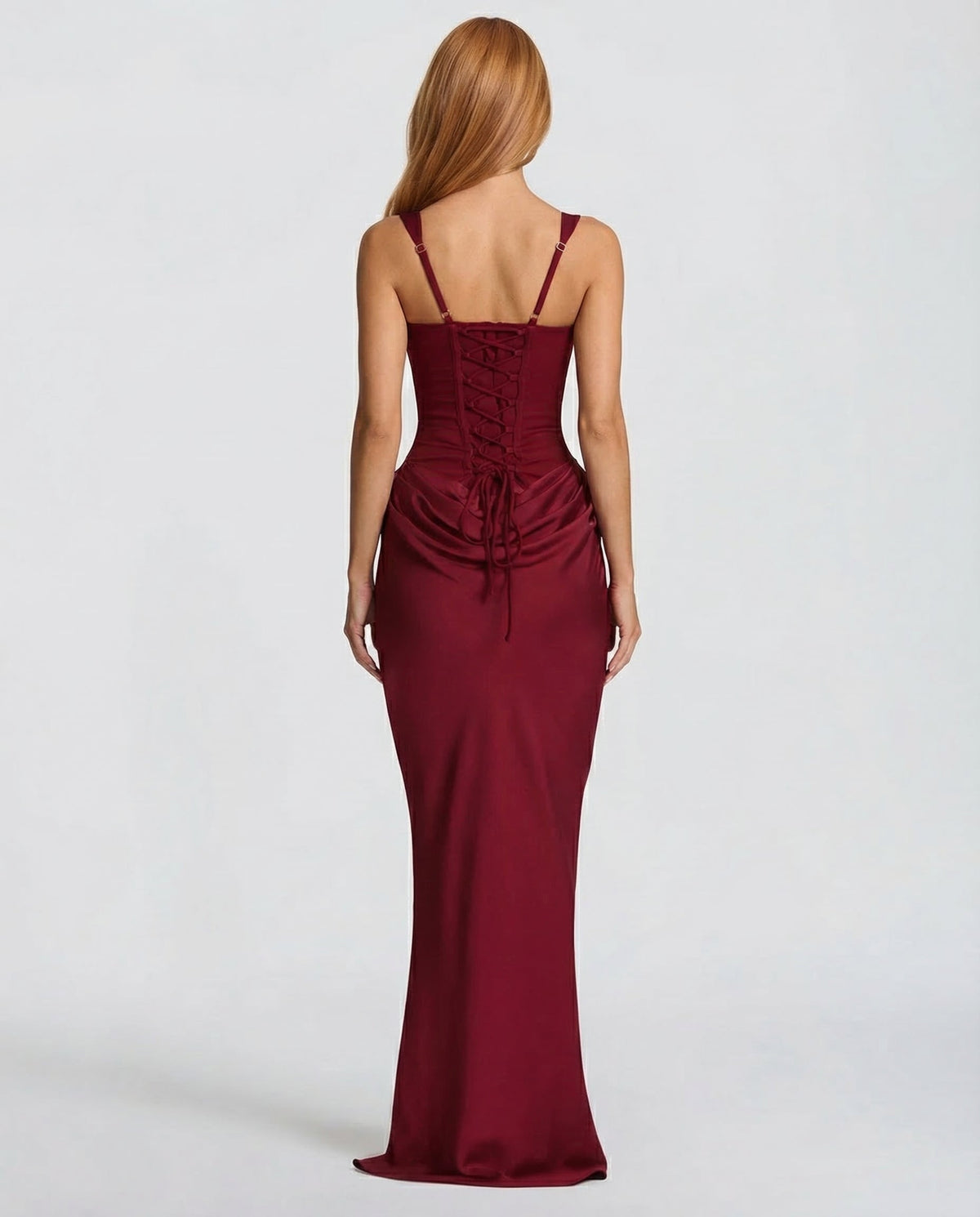 Women's Draped Corset Maxi Dress – Square Neck Evening Gown