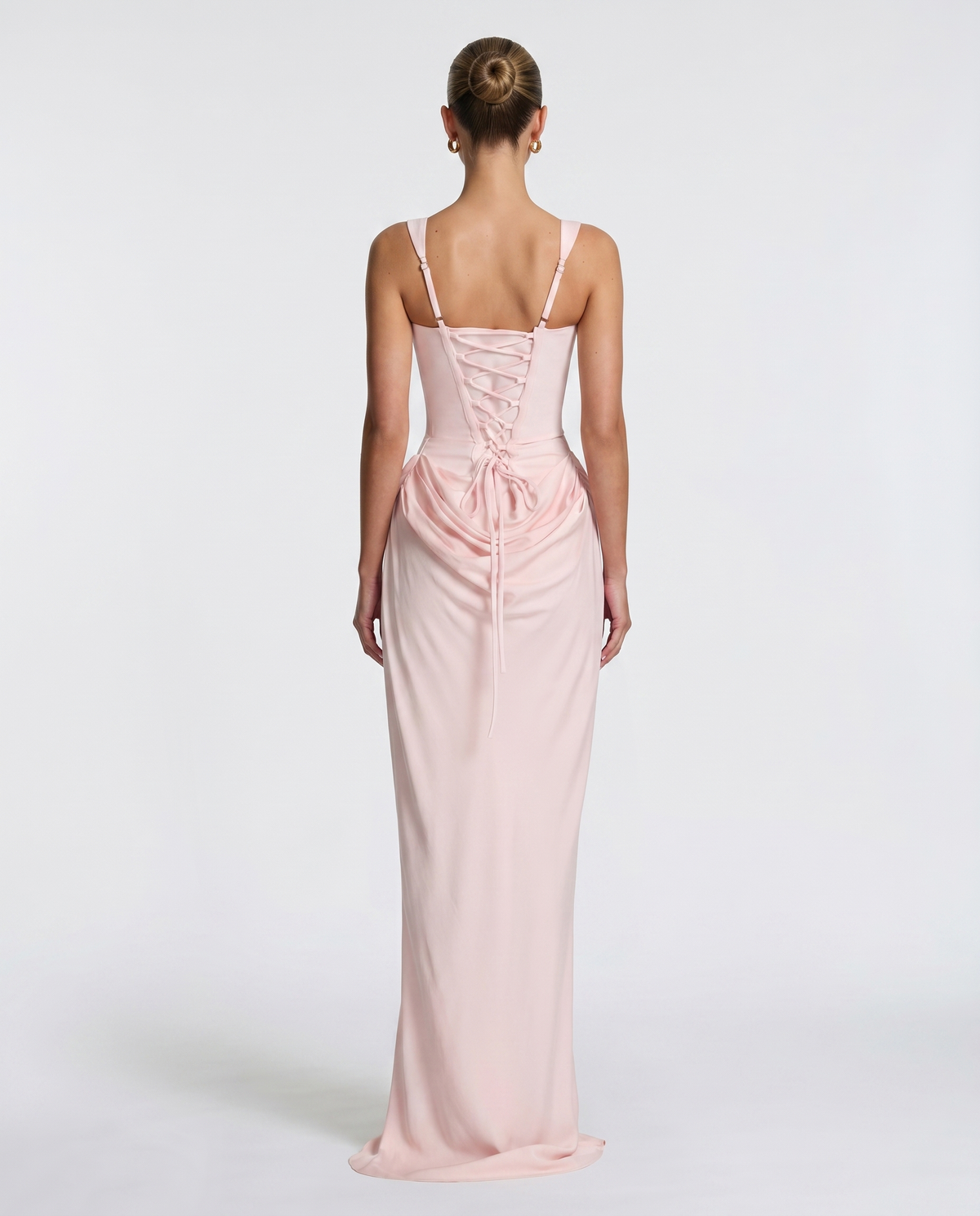 Women's Draped Corset Maxi Dress – Square Neck Evening Gown
