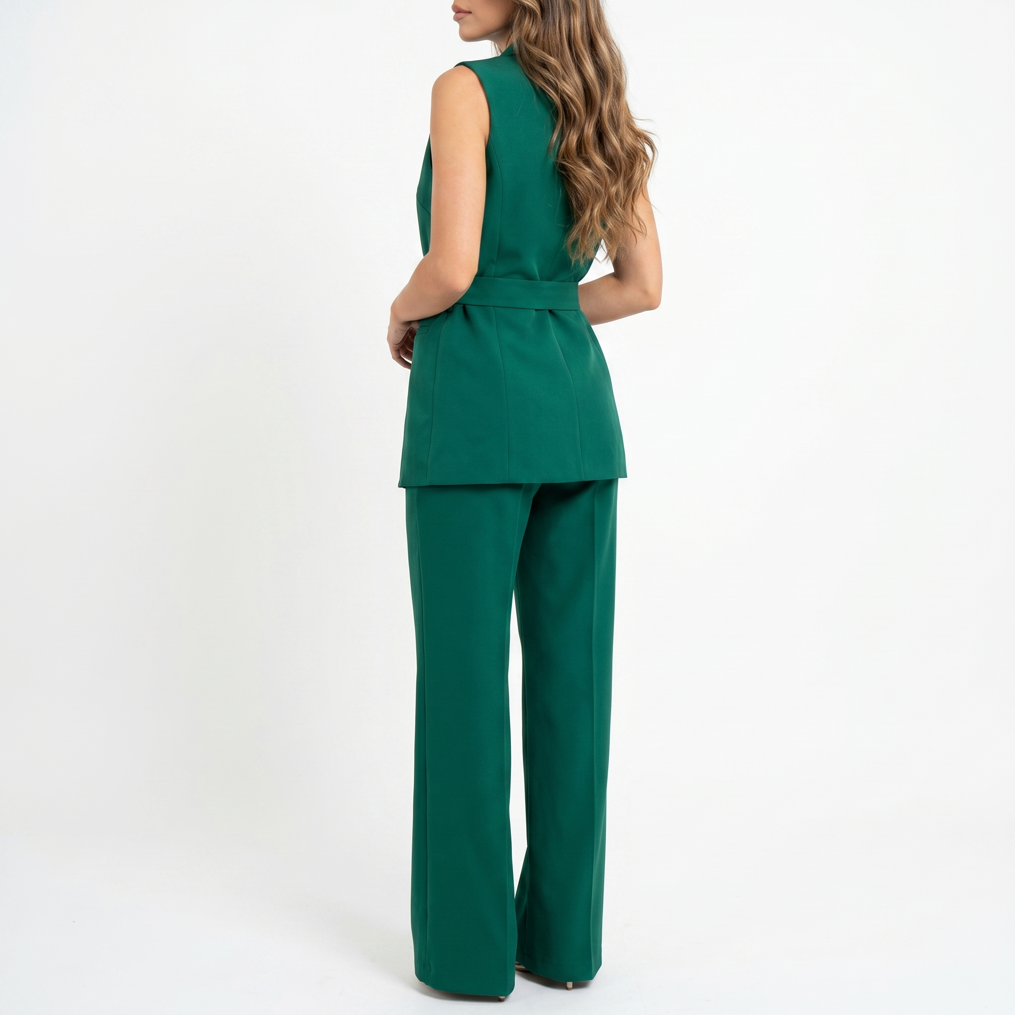 Aurelia Green Co-ord Set | Wrap Blazer & Straight Leg Trouser Two Piece Suit Women