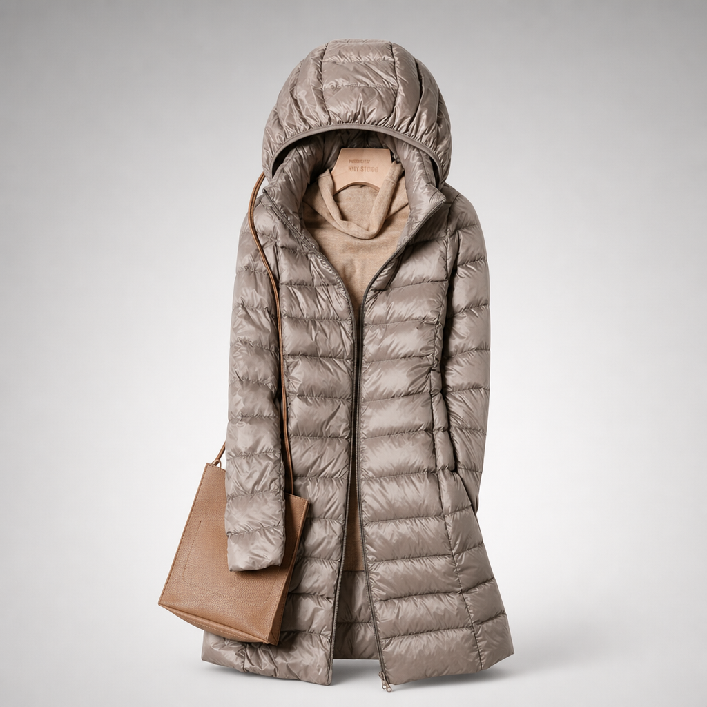 Women's Lightweight Longline Puffer Jacket – Hooded Autumn Coat