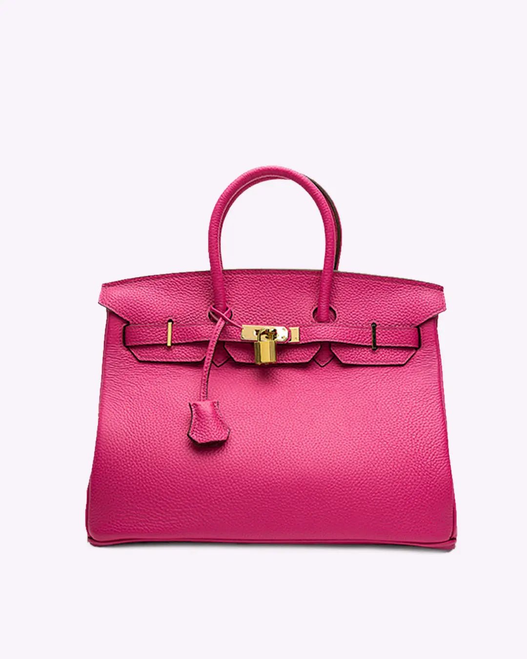 Women's Structured Top Handle Bag – Gold-Tone Lock Handbag