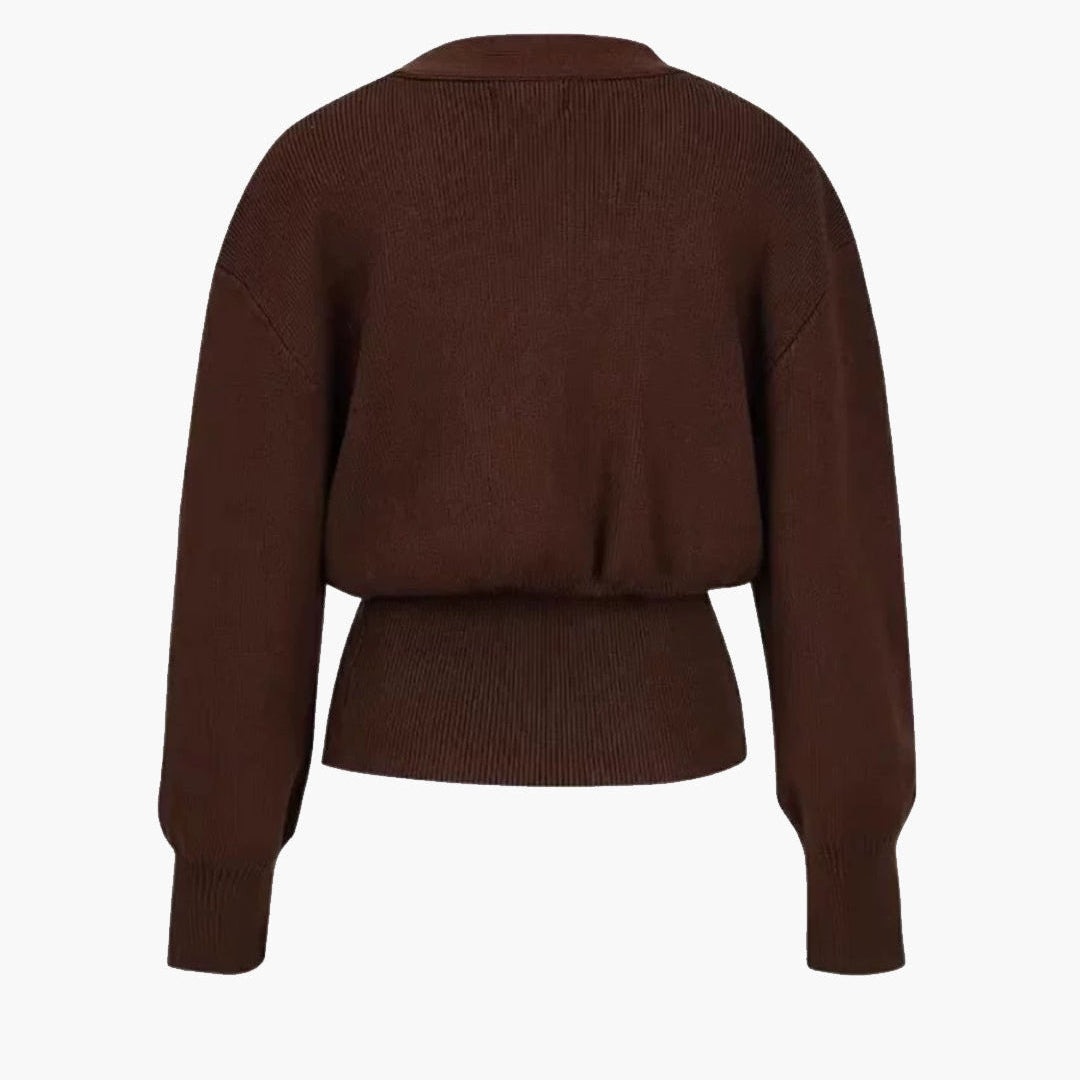 Women's Gold-Button Knitted Cardigan - Structured Fit