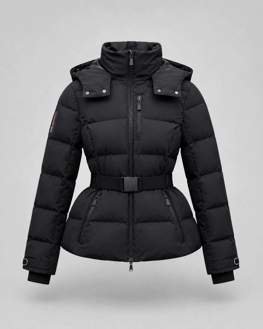 Women's Hooded Belted Puffer Jacket – Tailored Winter Coat