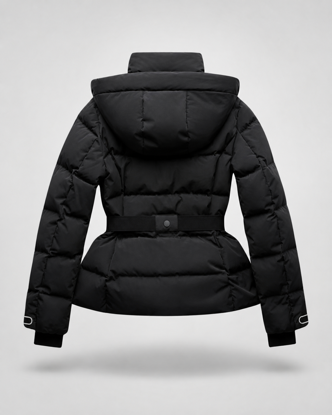 Women's Hooded Belted Puffer Jacket – Tailored Winter Coat