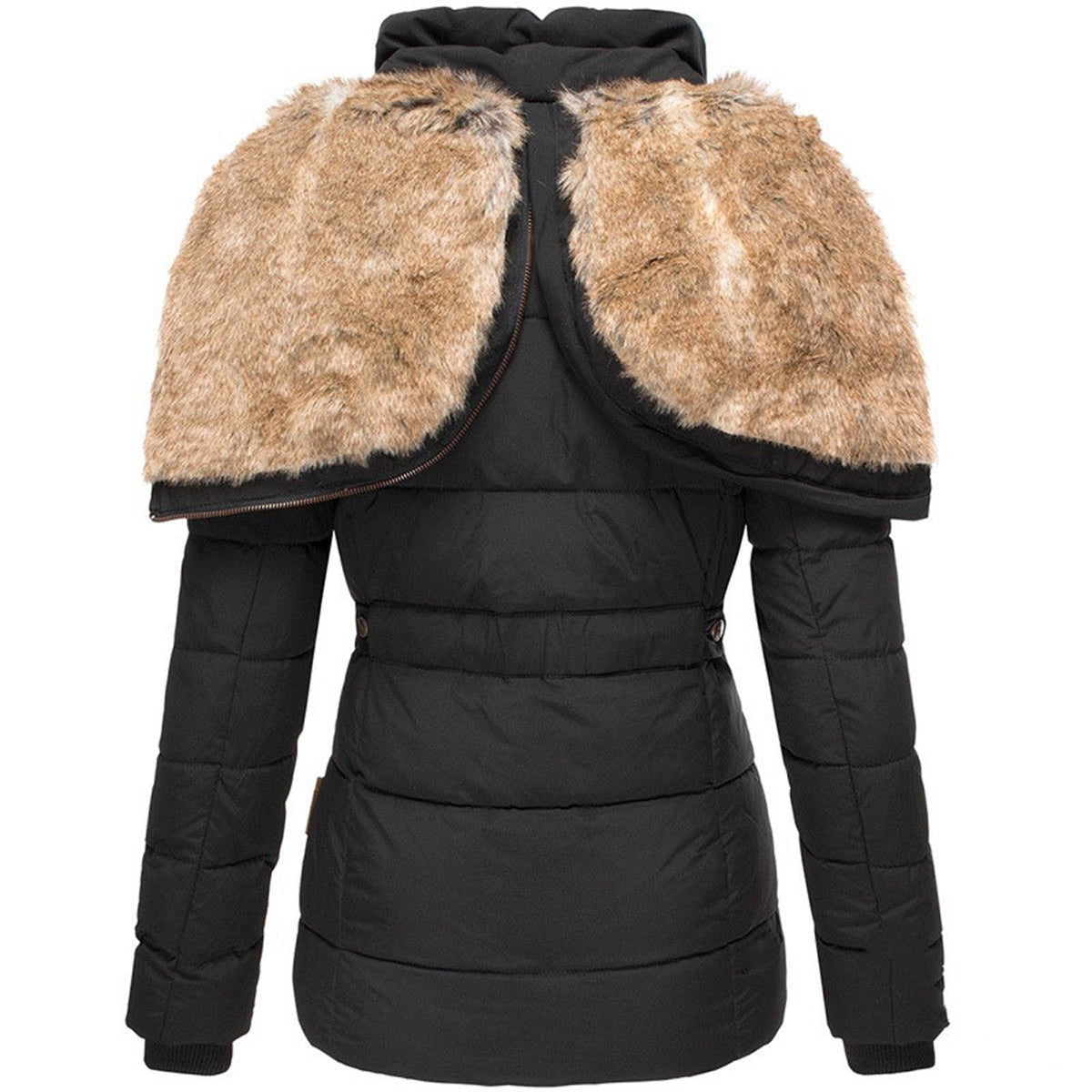 Women's Faux Fur Lined Puffer Jacket – Hooded Winter Coat