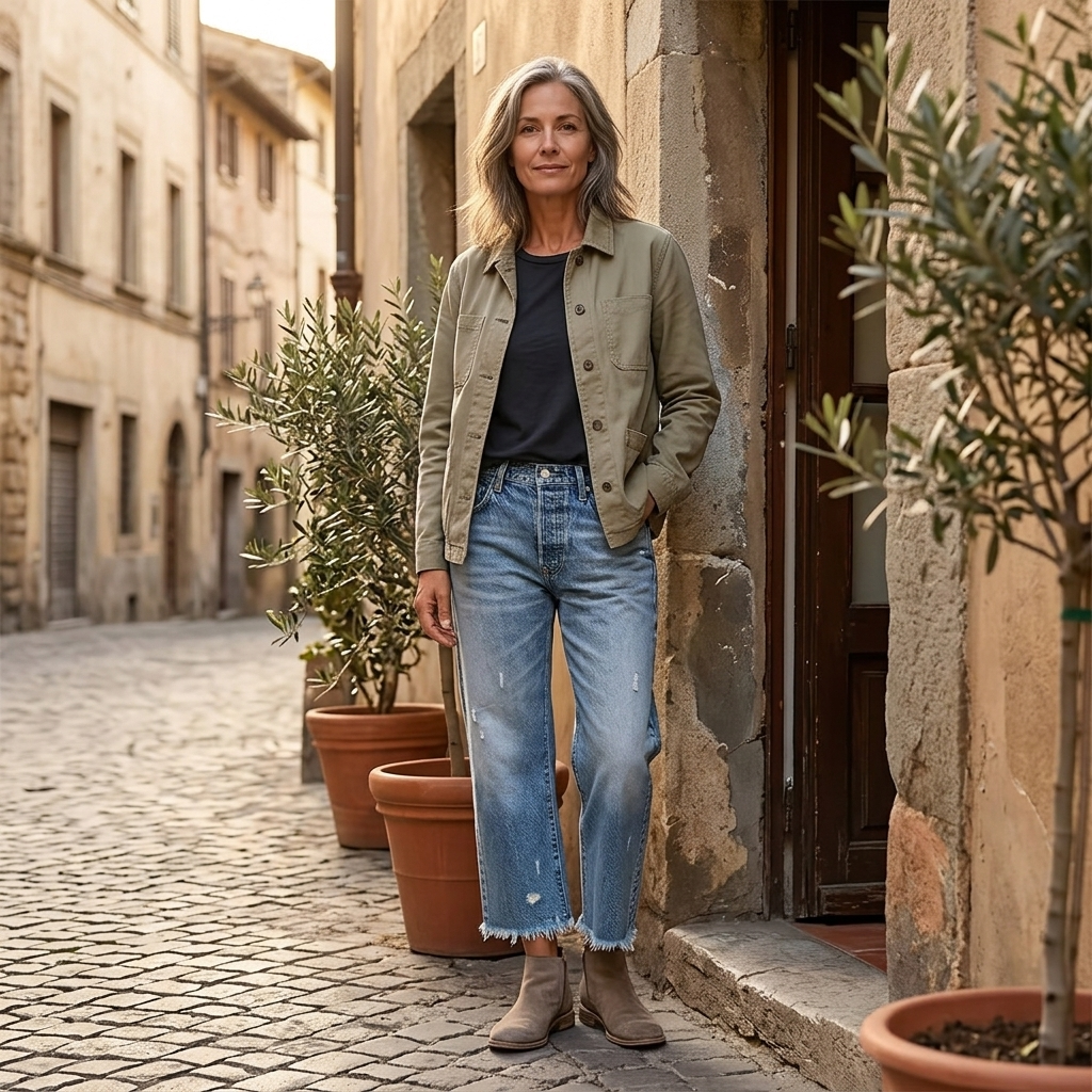 Women's Cropped Straight Leg Jeans – Raw Hem Vintage Wash
