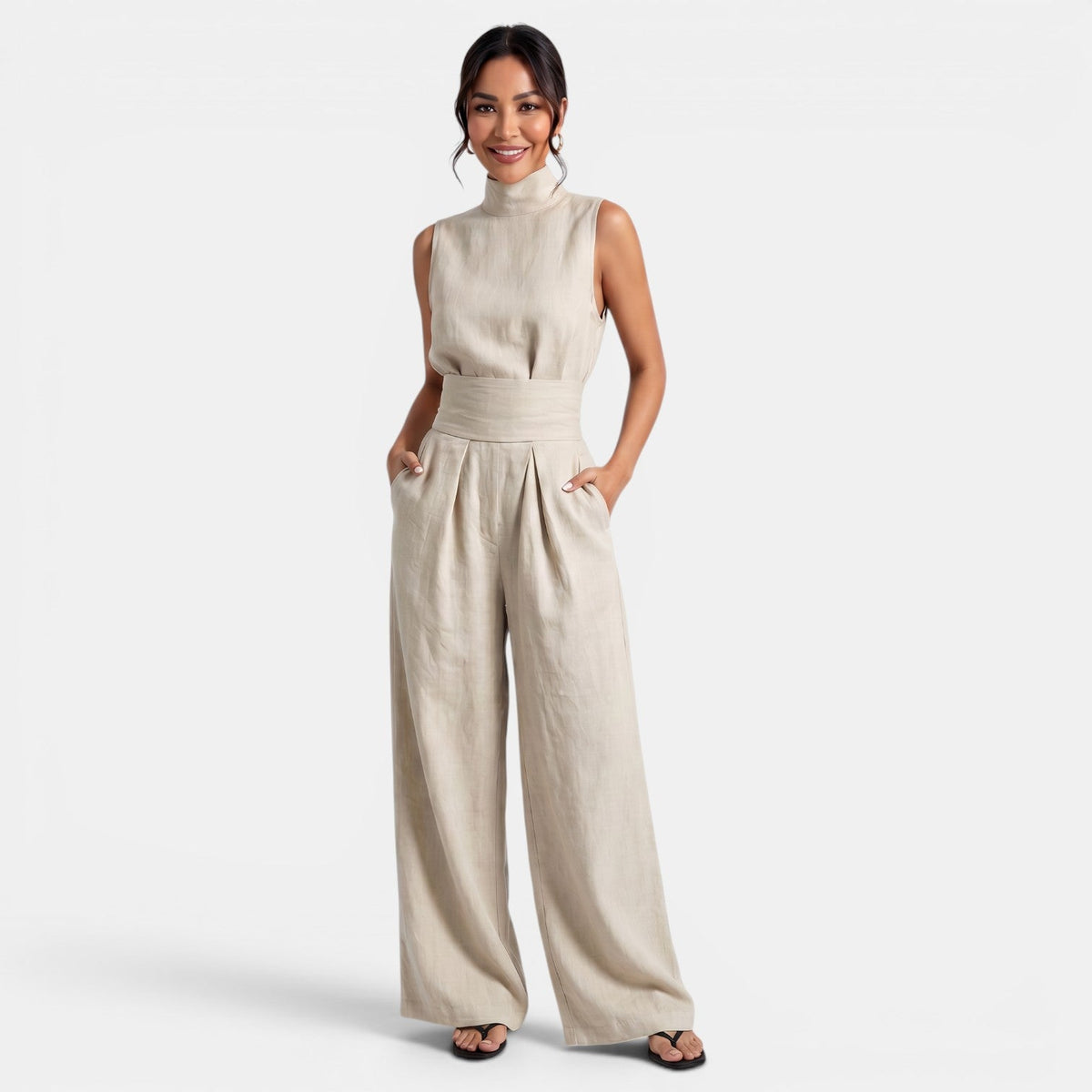Women's Sleeveless Two-Piece Set – Elegant Tailored Style
