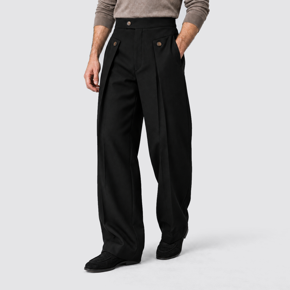 Men's Wide-Leg Pleated Trousers with front pleats – Relaxed Tailored Fit
