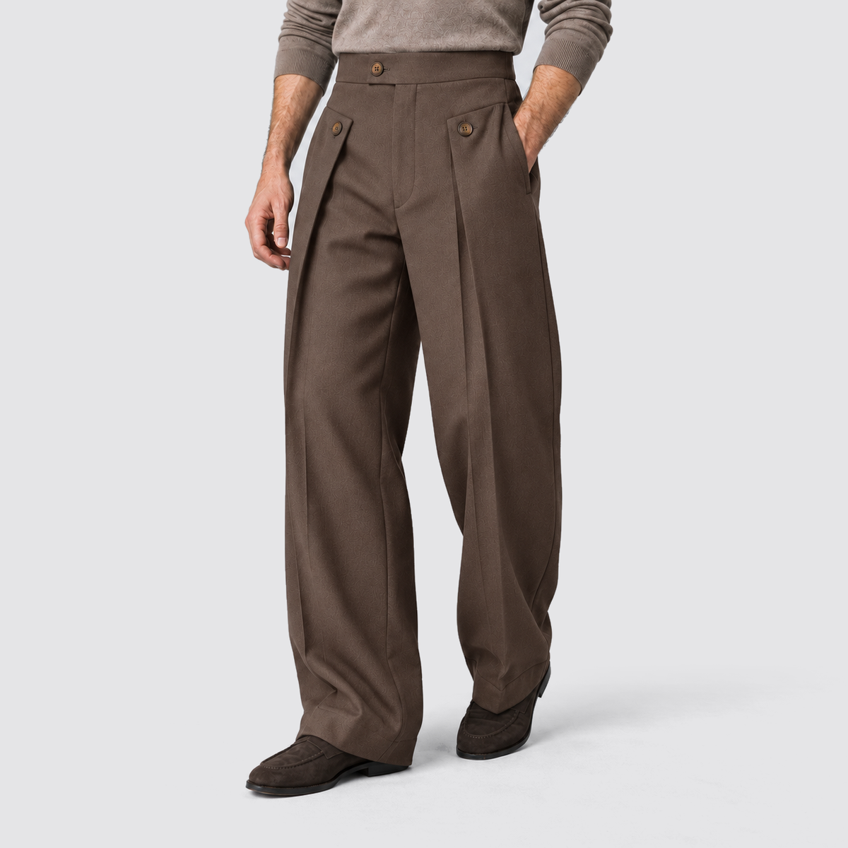 Men's Wide-Leg Pleated Trousers with front pleats – Relaxed Tailored Fit