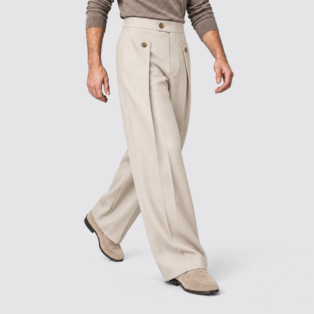 Men's Wide-Leg Pleated Trousers with front pleats – Relaxed Tailored Fit