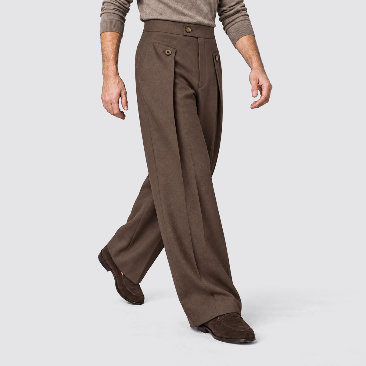 Men's Wide-Leg Pleated Trousers with front pleats – Relaxed Tailored Fit