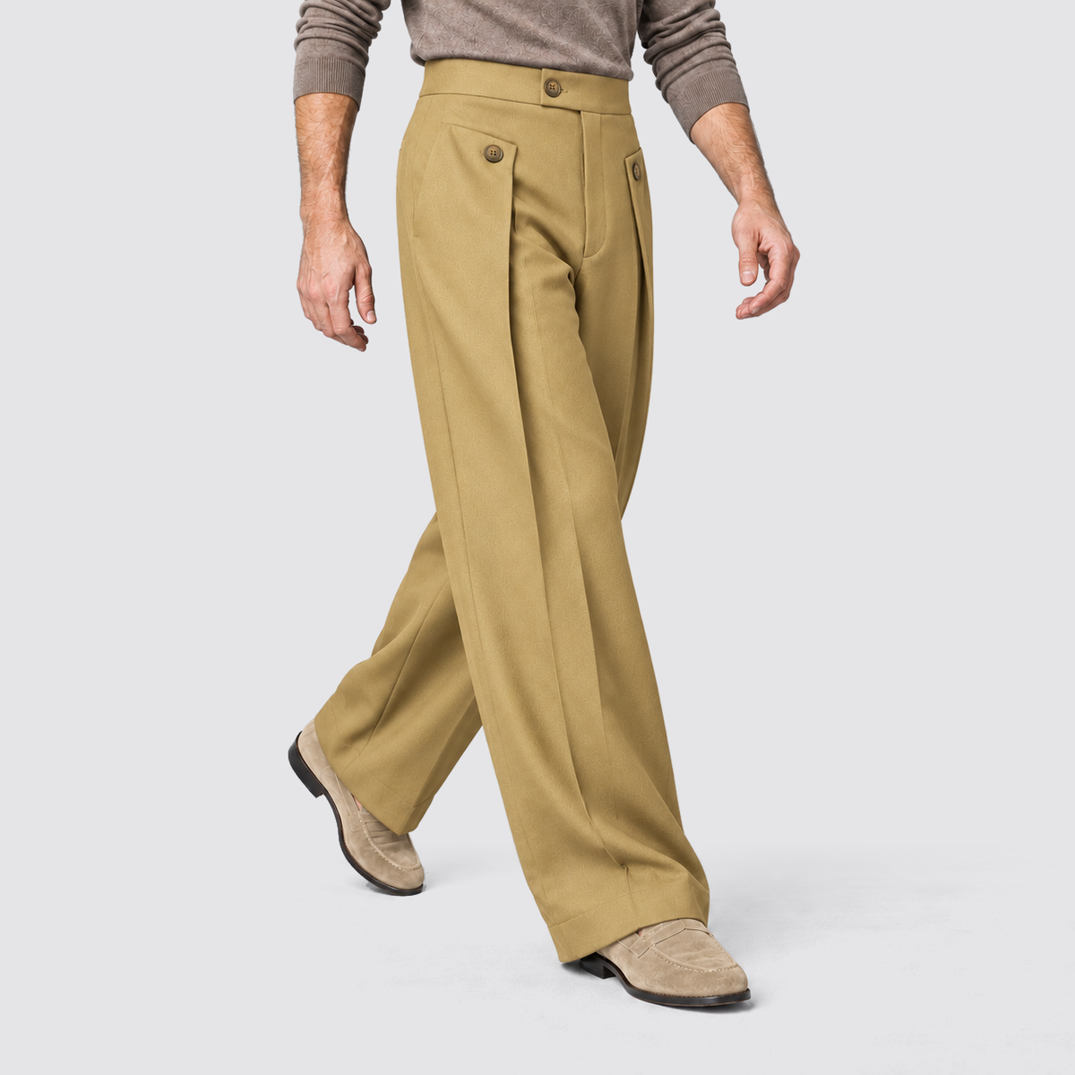 Men's Wide-Leg Pleated Trousers with front pleats – Relaxed Tailored Fit