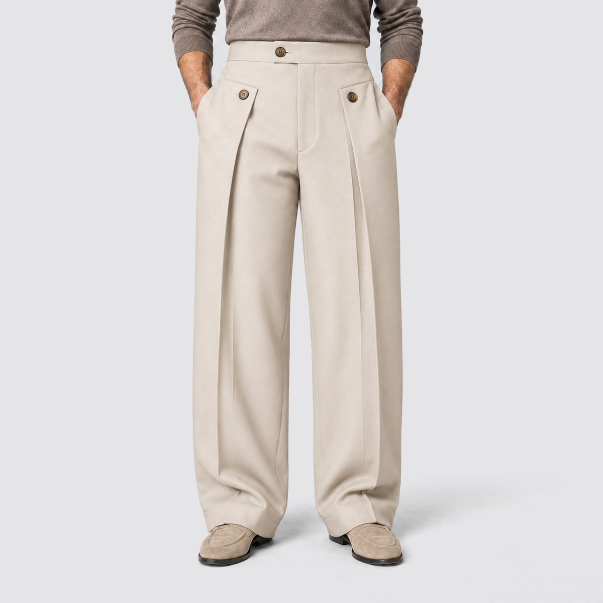 Men's Wide-Leg Pleated Trousers with front pleats – Relaxed Tailored Fit