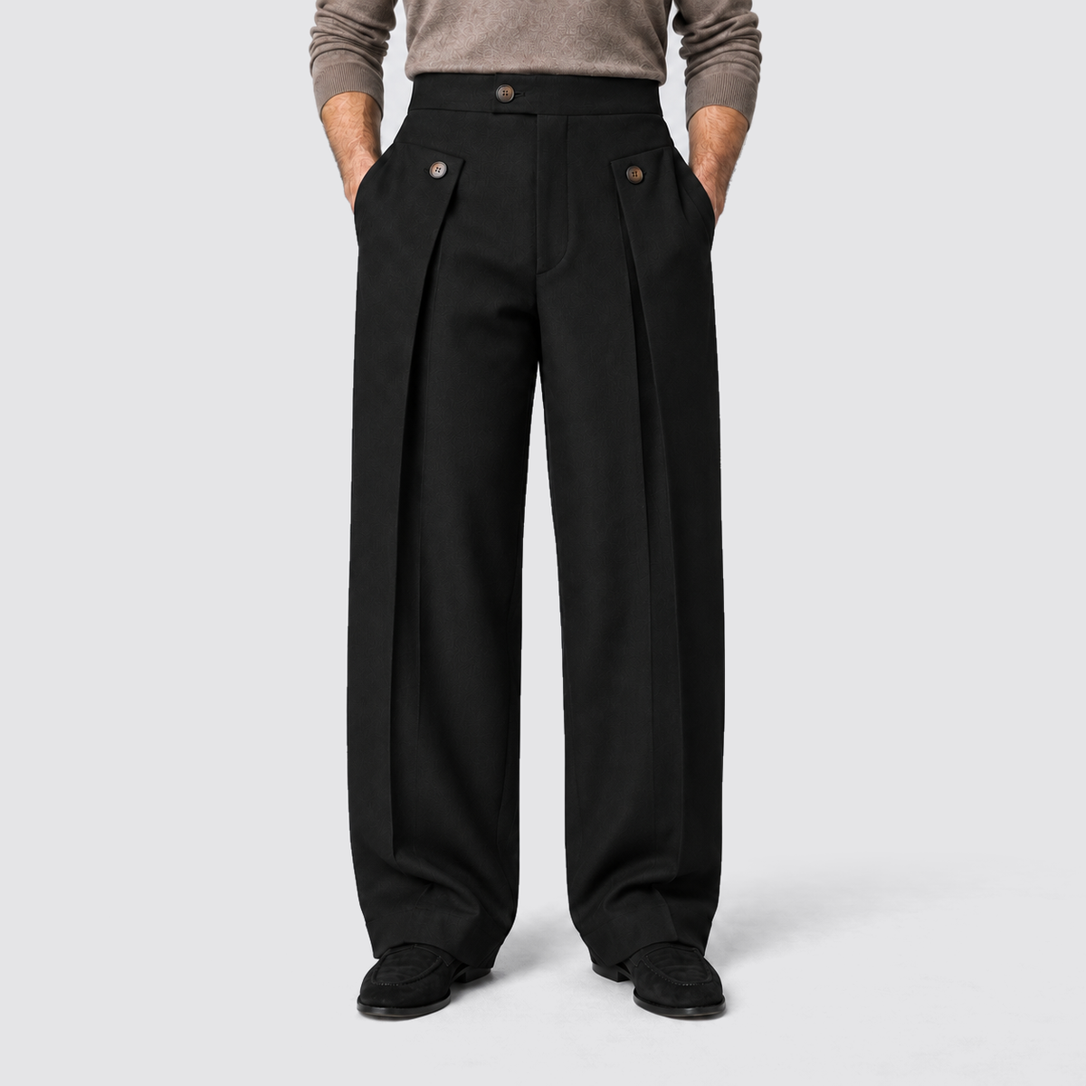 Men's Wide-Leg Pleated Trousers with front pleats – Relaxed Tailored Fit