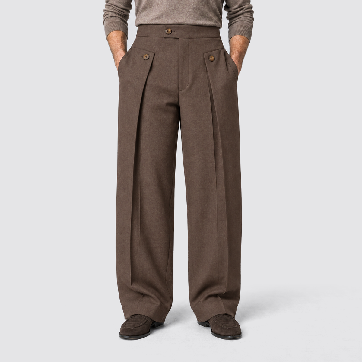 Men's Wide-Leg Pleated Trousers with front pleats – Relaxed Tailored Fit