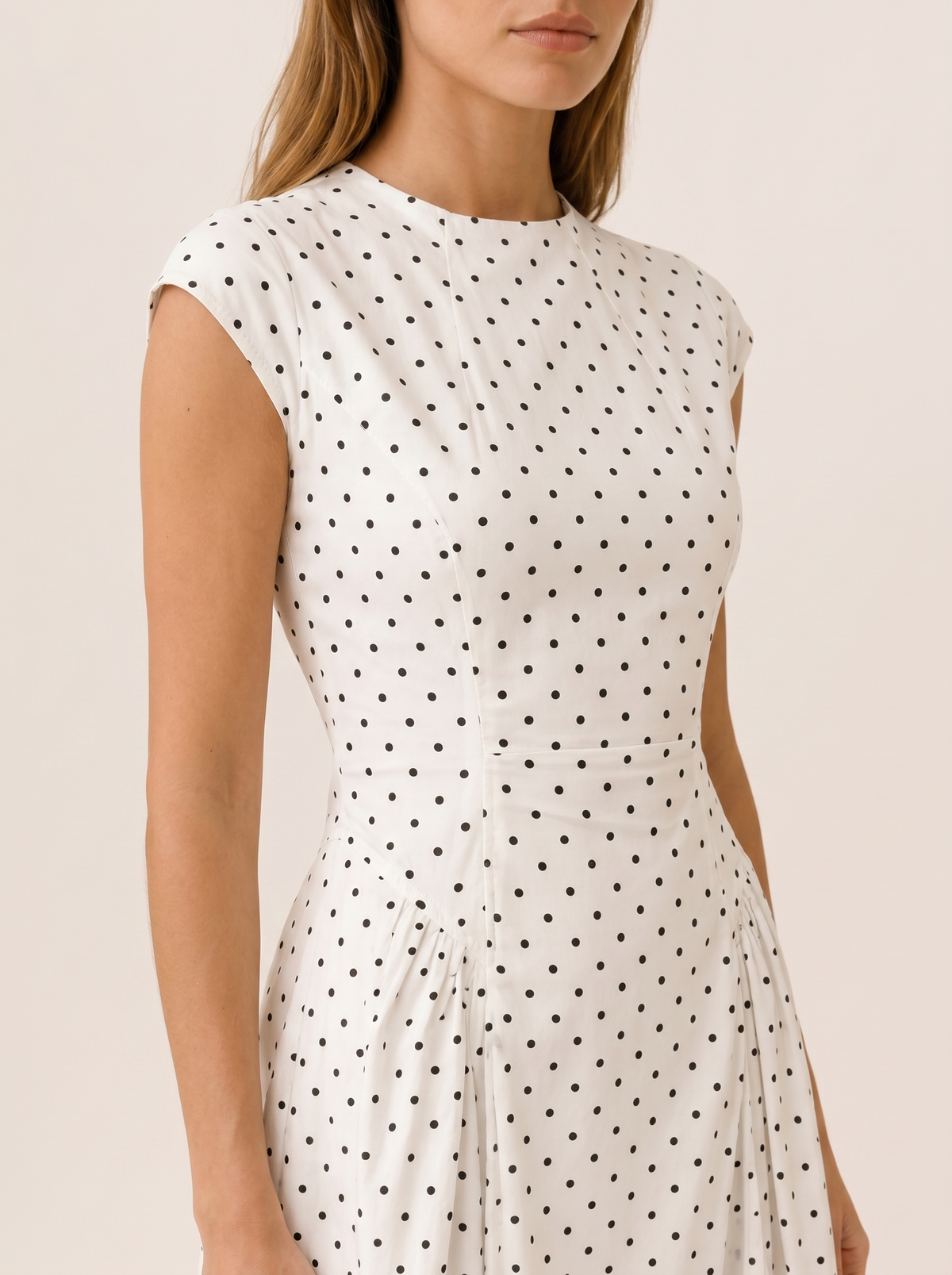 Women's Polka Dot Maxi Dress – Cap Sleeve A-Line Occasion Dress