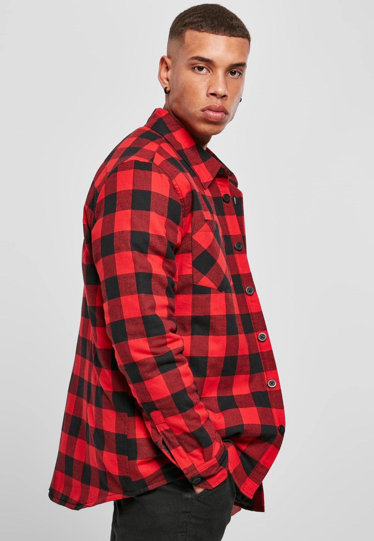 Men's Checked Overshirt - Relaxed Long-Sleeve Shirt