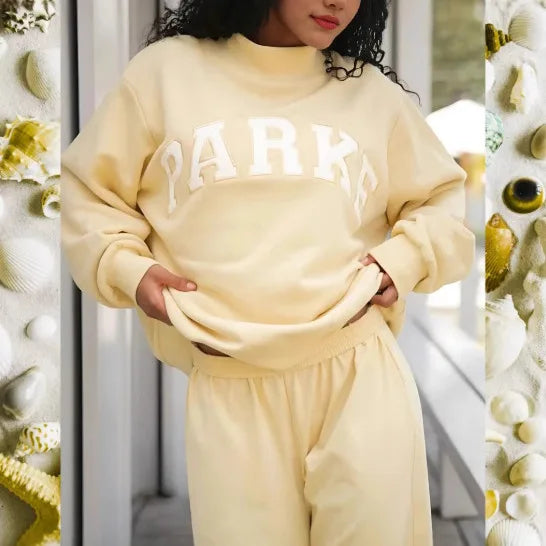 Women's Mock Neck Sweatshirt – Slogan Print Relaxed Fit