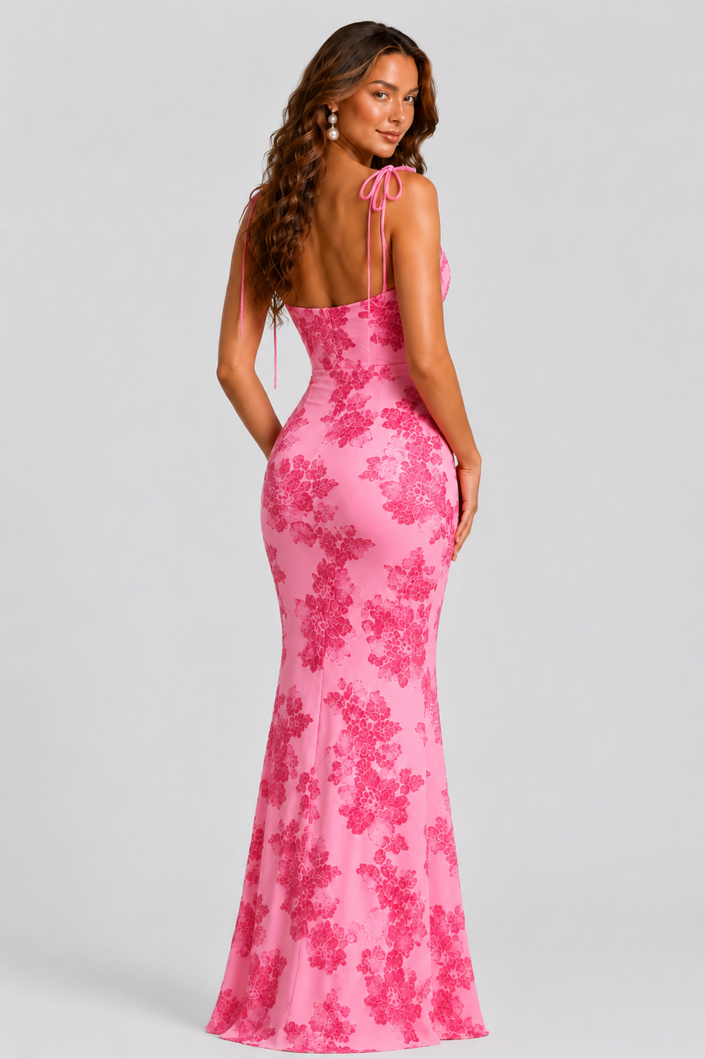 Women’s Embroidered Floral Maxi Dress with Tie Straps - Elegant Occasion Style